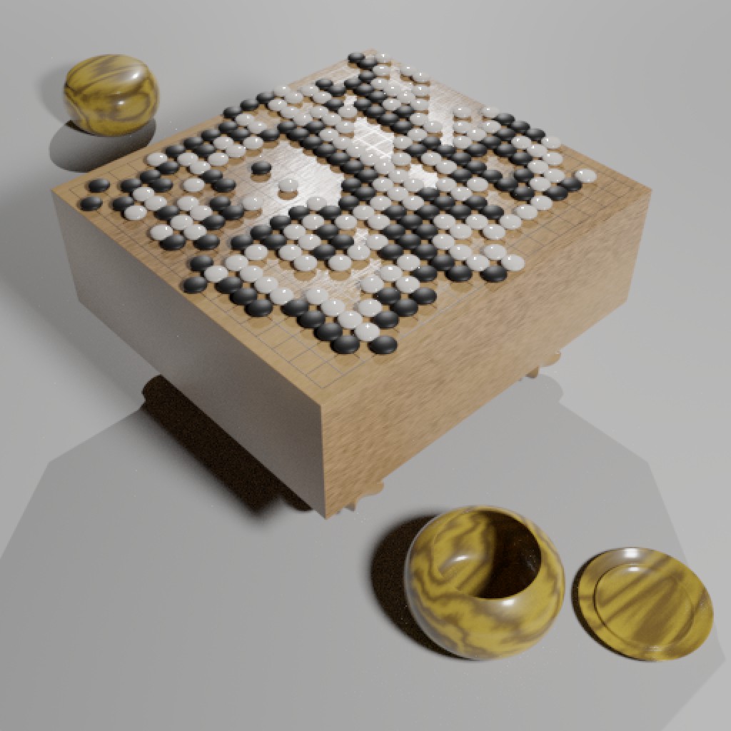 Traditional Go Board, Stones, and Bowls preview image 3